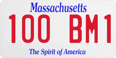 MA license plate 100BM1