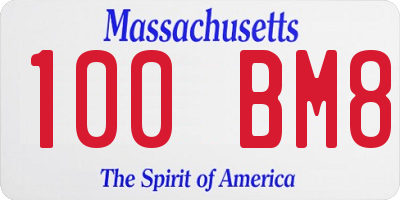 MA license plate 100BM8
