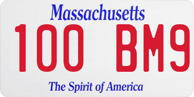 MA license plate 100BM9