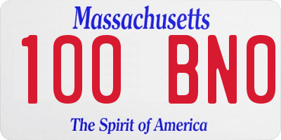 MA license plate 100BN0