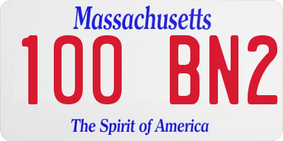 MA license plate 100BN2