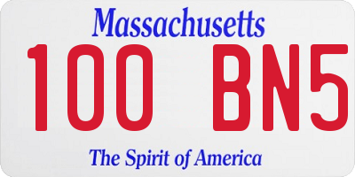 MA license plate 100BN5