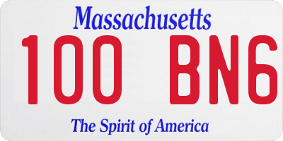 MA license plate 100BN6