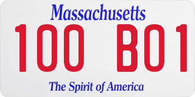 MA license plate 100BO1