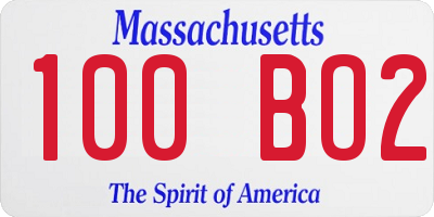 MA license plate 100BO2