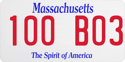 MA license plate 100BO3