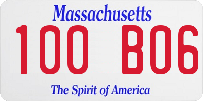 MA license plate 100BO6