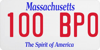 MA license plate 100BP0