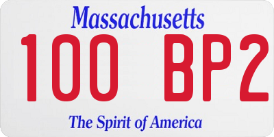 MA license plate 100BP2