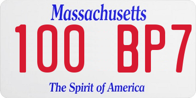 MA license plate 100BP7