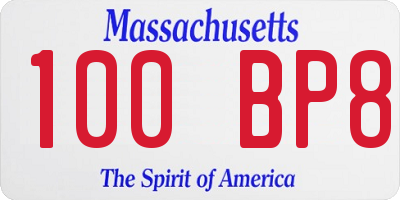 MA license plate 100BP8