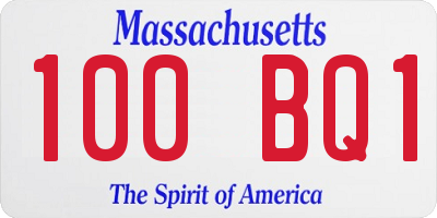 MA license plate 100BQ1