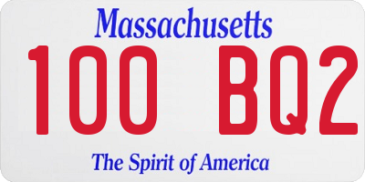 MA license plate 100BQ2
