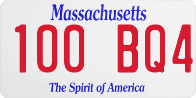 MA license plate 100BQ4