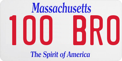 MA license plate 100BR0