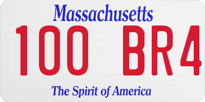 MA license plate 100BR4