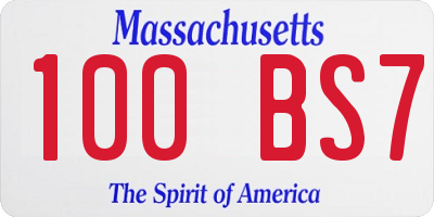 MA license plate 100BS7