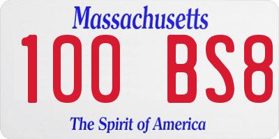 MA license plate 100BS8