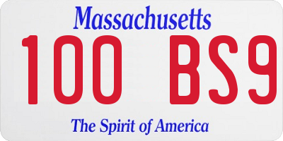 MA license plate 100BS9