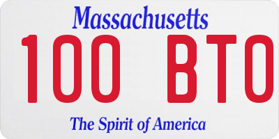 MA license plate 100BT0