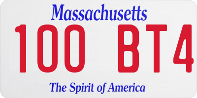 MA license plate 100BT4