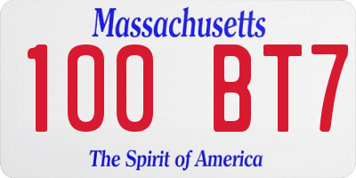MA license plate 100BT7