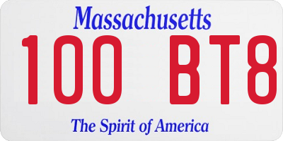 MA license plate 100BT8