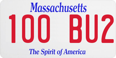 MA license plate 100BU2