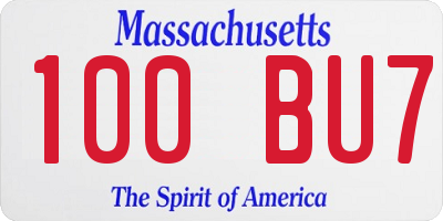 MA license plate 100BU7