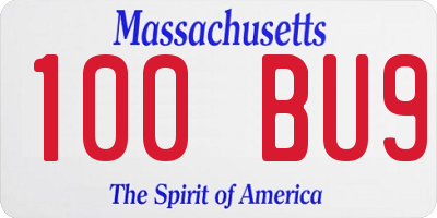 MA license plate 100BU9