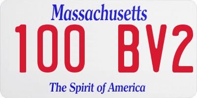 MA license plate 100BV2