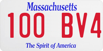 MA license plate 100BV4