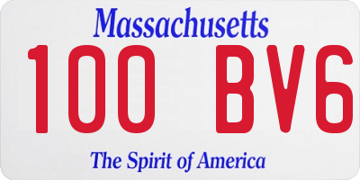 MA license plate 100BV6