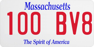 MA license plate 100BV8