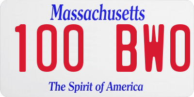 MA license plate 100BW0