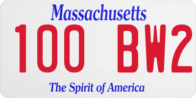 MA license plate 100BW2