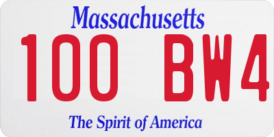 MA license plate 100BW4