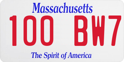 MA license plate 100BW7