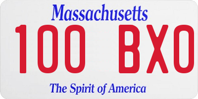 MA license plate 100BX0