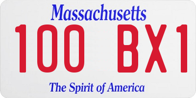 MA license plate 100BX1