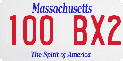 MA license plate 100BX2