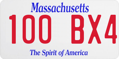 MA license plate 100BX4