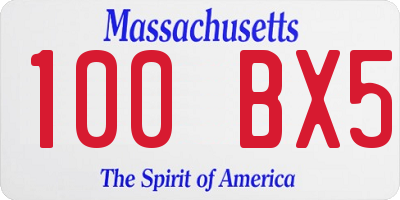 MA license plate 100BX5