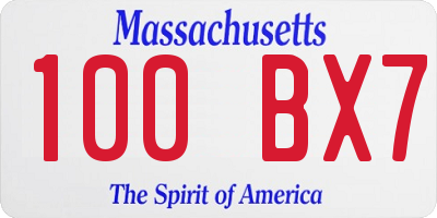 MA license plate 100BX7