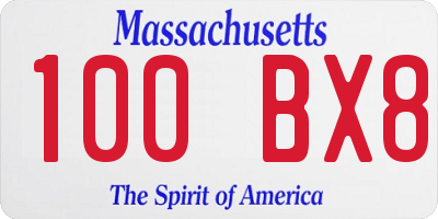 MA license plate 100BX8