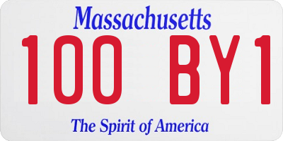 MA license plate 100BY1