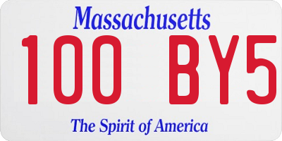 MA license plate 100BY5