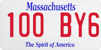 MA license plate 100BY6