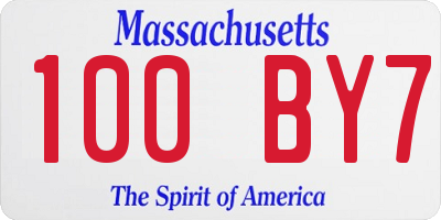 MA license plate 100BY7