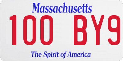 MA license plate 100BY9